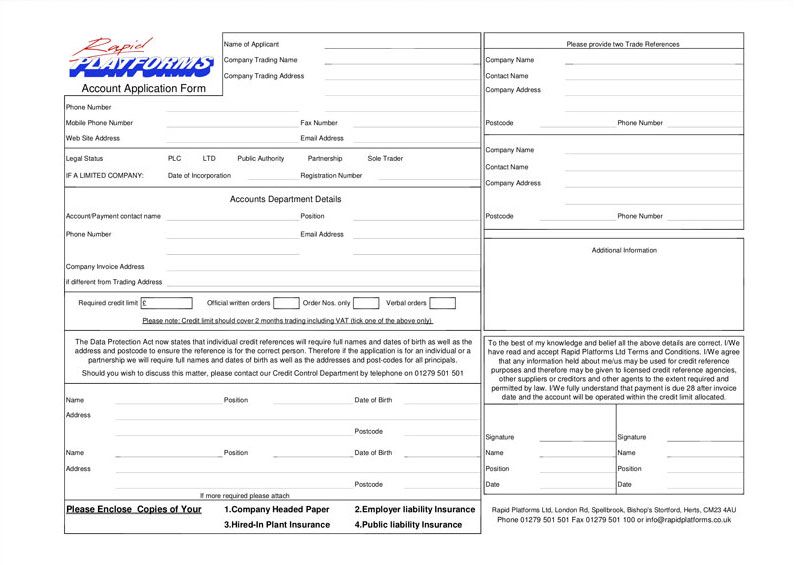 Account Application Form 
